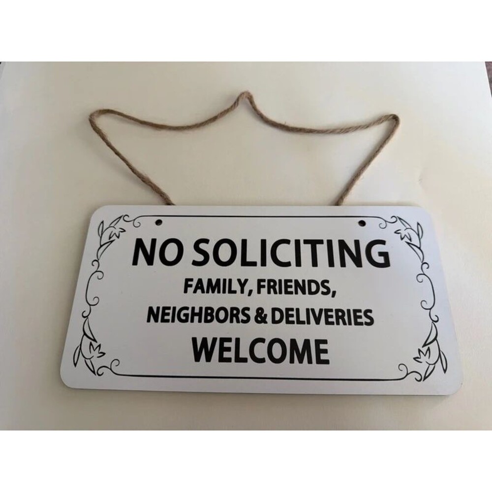 No Soliciting Door Sign Deliveries Welcome Front Porch Hanging Wood Sign